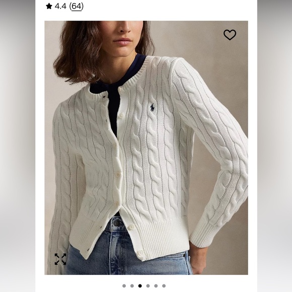 Polo Ralph Lauren White Cable Knit Cardigan - Picture 2 of 3